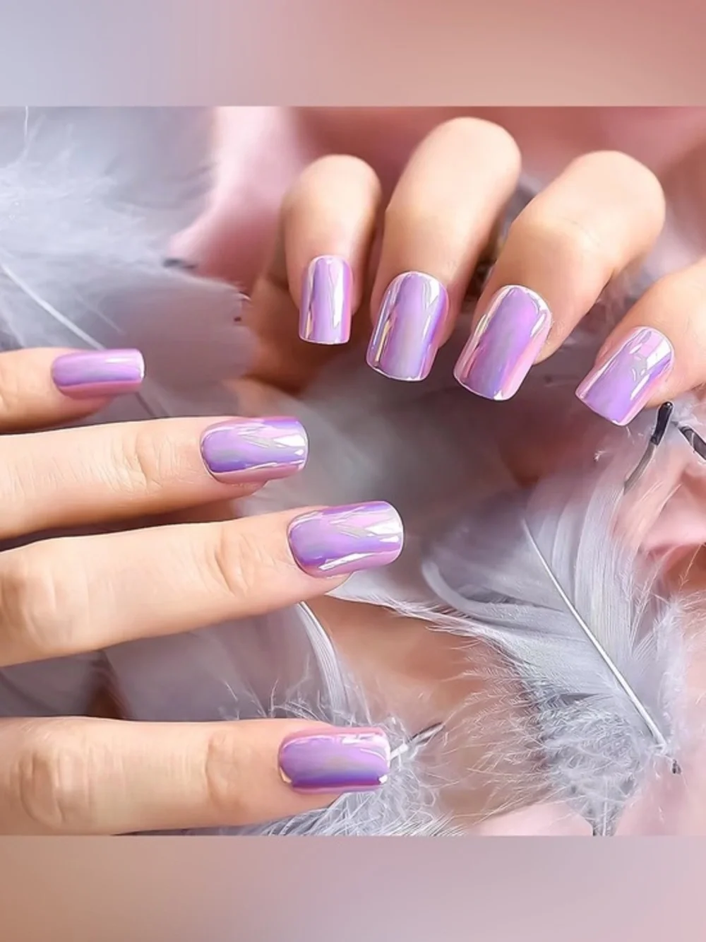 Iridescent Lavender Press-On Nails